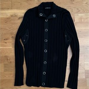 Men’s Vintage Designer Black ribbed long sleeve shirt